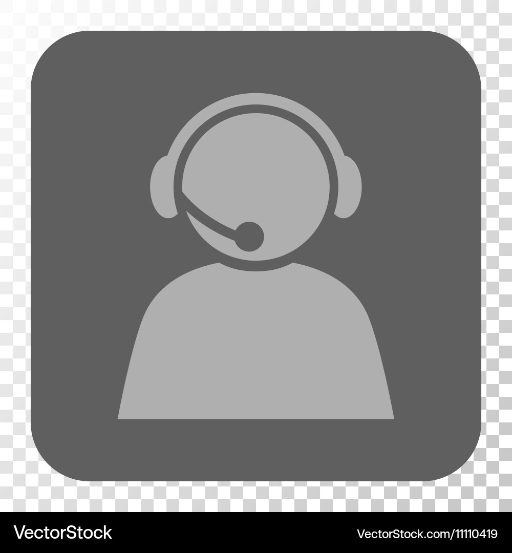 Call center operator rounded square button vector image