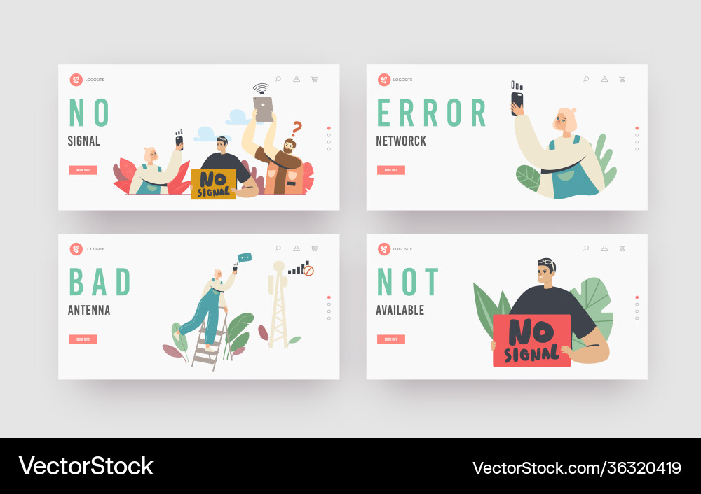 Characters search signal wifi router landing Characters search signal wifi router landing vector image