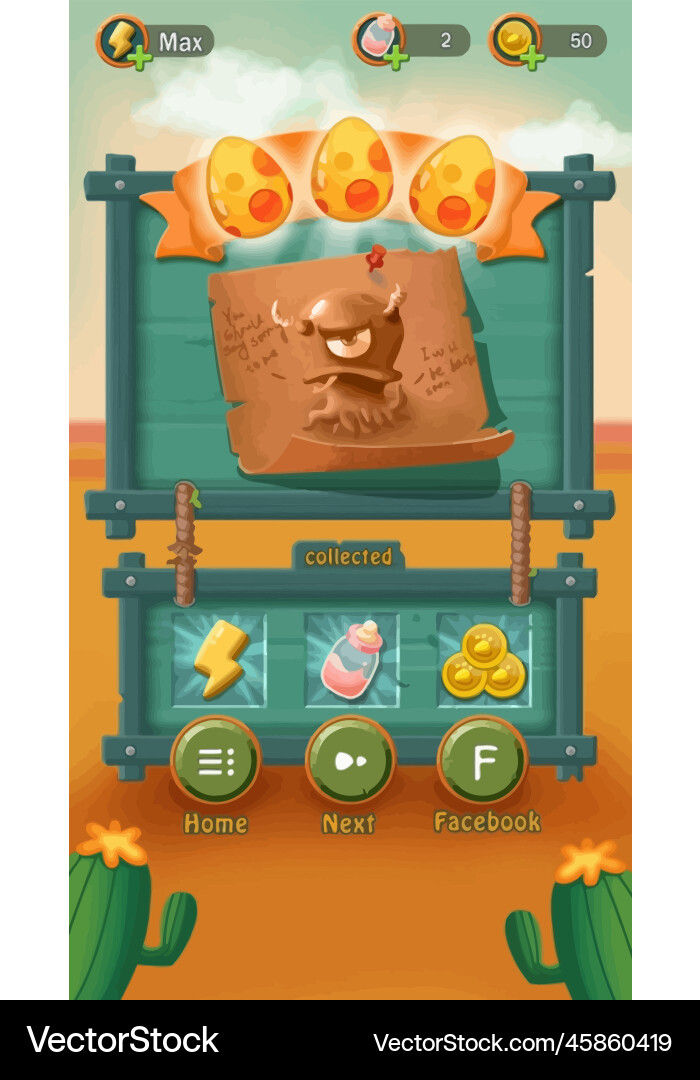 Complete set of level button game ui pop-up icon vector image