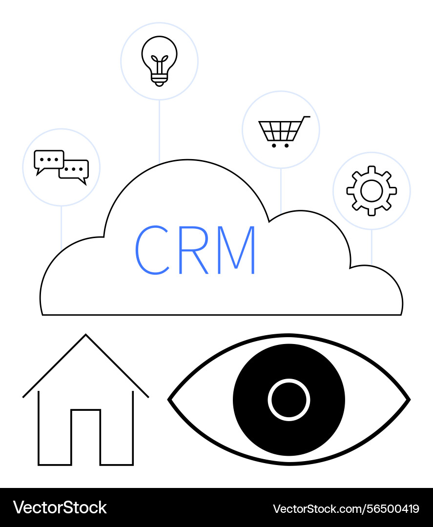 Crm cloud integration with communication e Crm cloud integration with communication e vector image