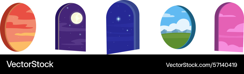 Different windows views isolated window Vector Image