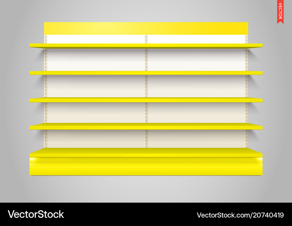 Empty Display Shelves - Showcase Mockup Vector Image