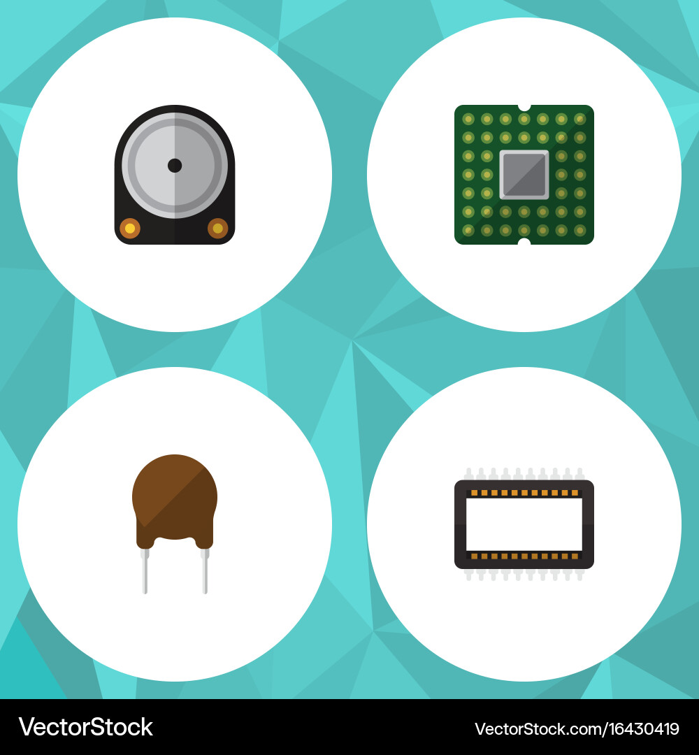 Flat icon device set of mainframe triode unit vector image