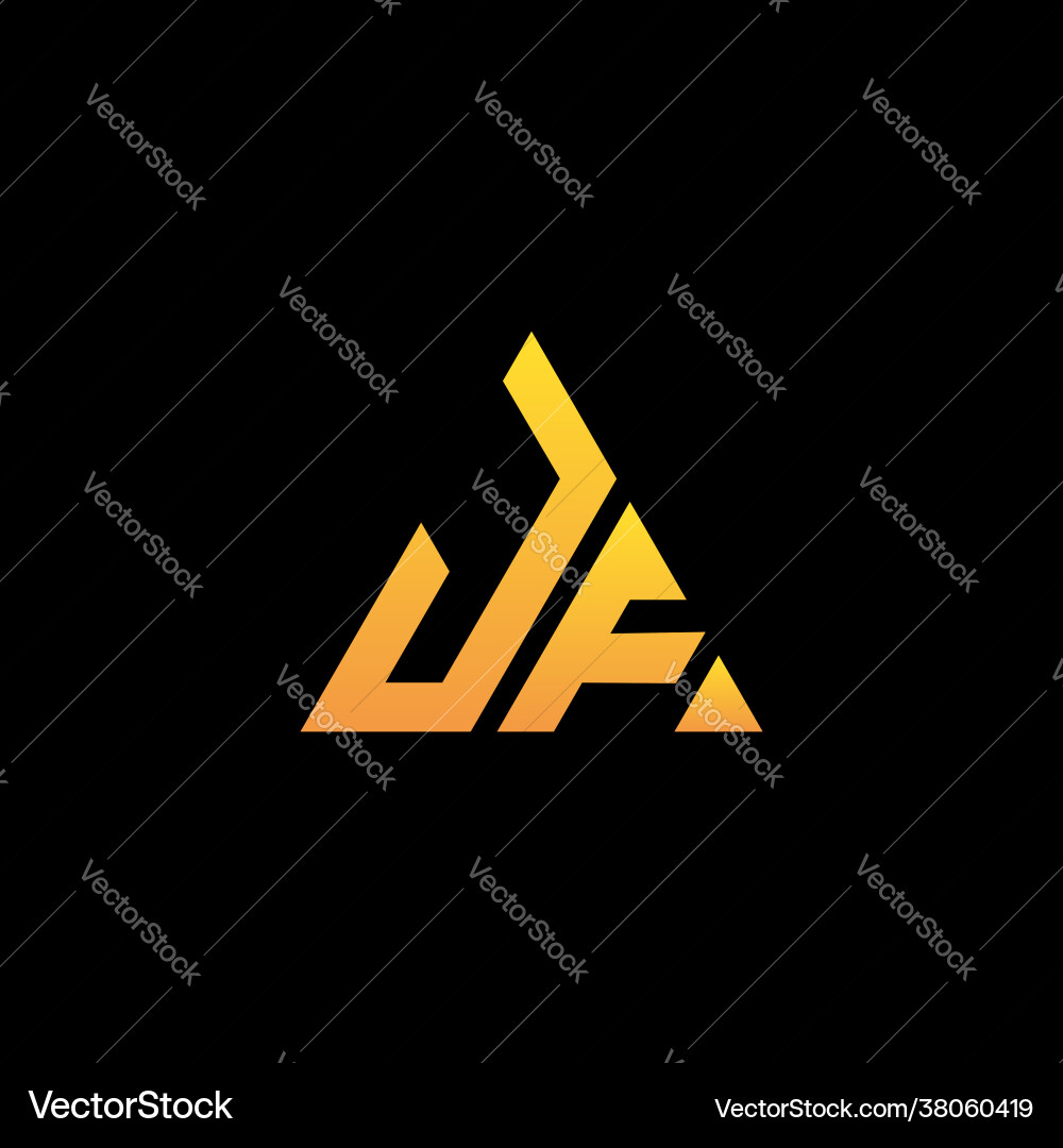 J f monogram initial logo with a yellow triangle J f monogram initial logo with a yellow triangle vector image