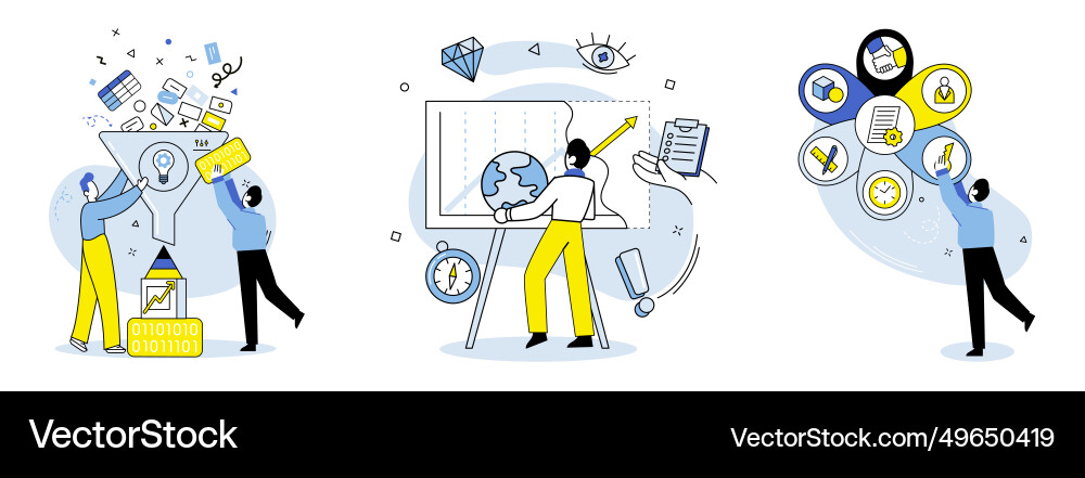 Machine learning big data analytics combined vector image