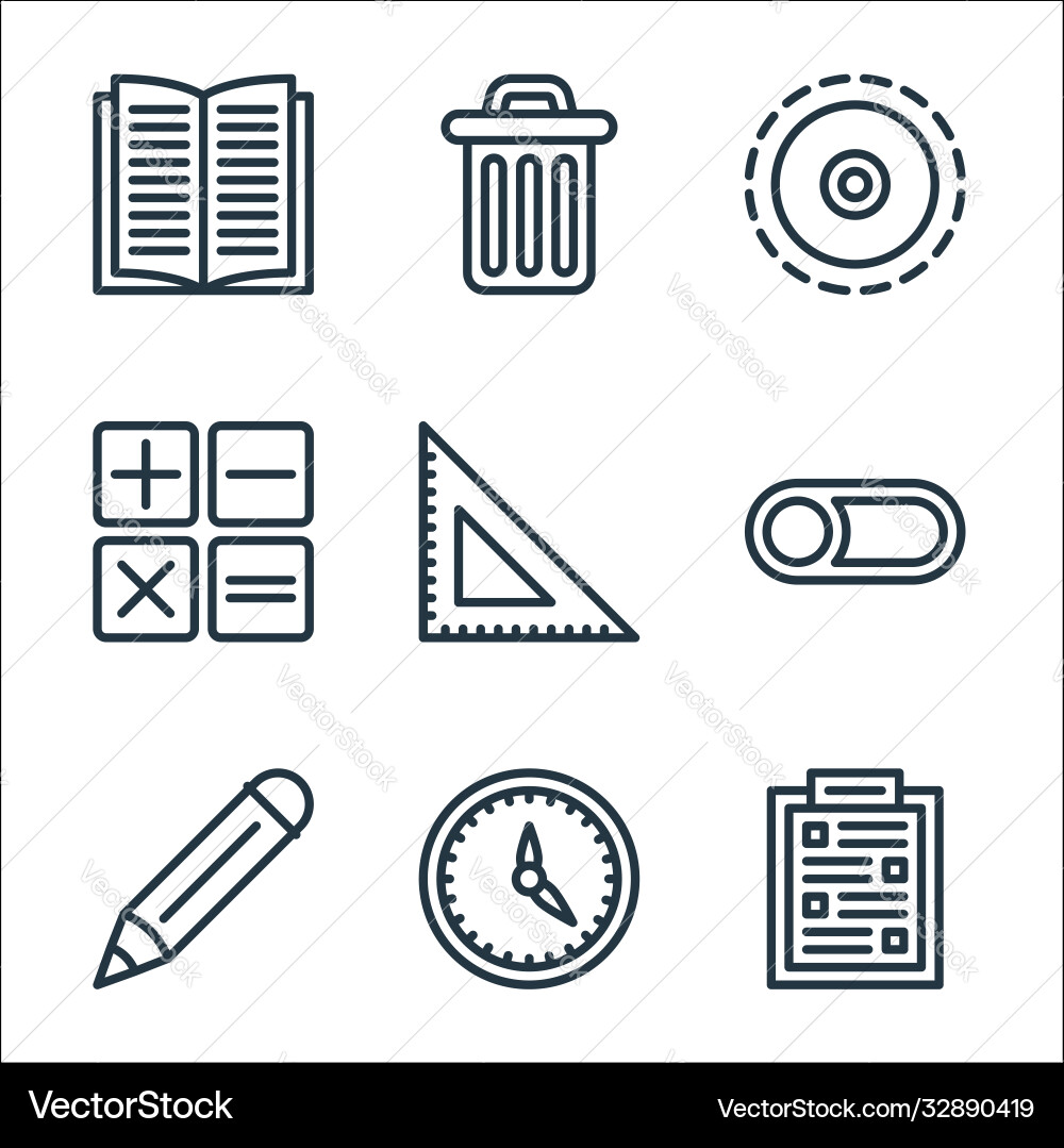 Miscellaneous line icons linear set quality Miscellaneous line icons linear set quality vector image