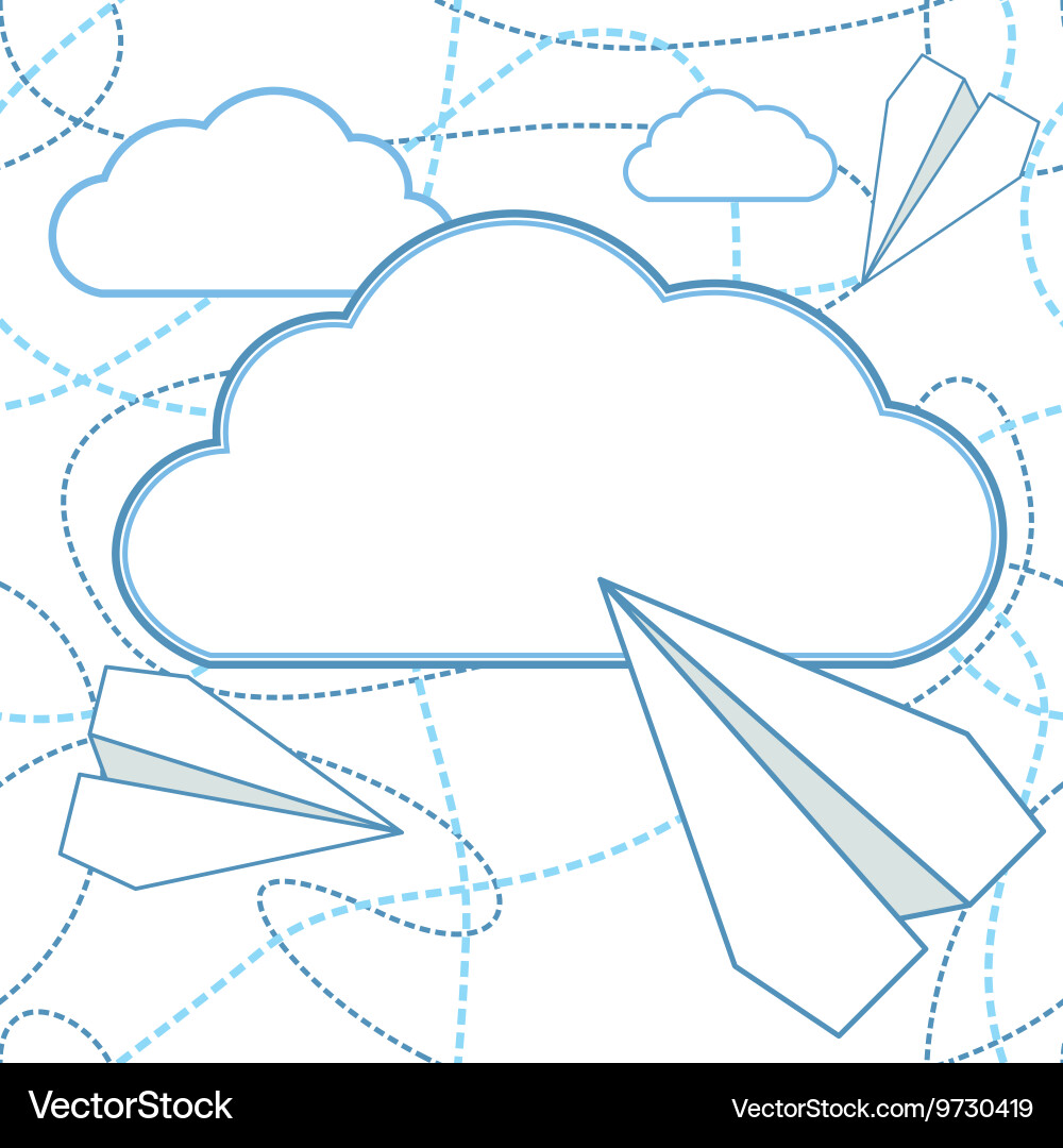 Paper planes and clouds background vector image