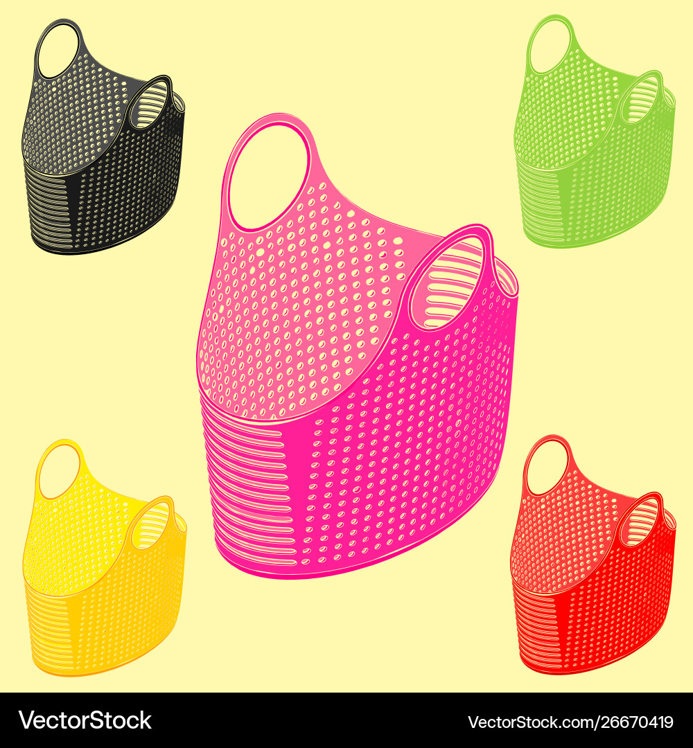 Plastic basket simple with variable colors Plastic basket simple with variable colors Vector Image