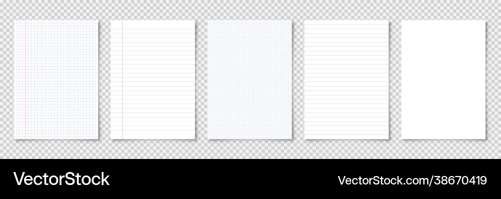 Realistic blank lined paper sheets in a4 format Realistic blank lined paper sheets in a4 format vector image