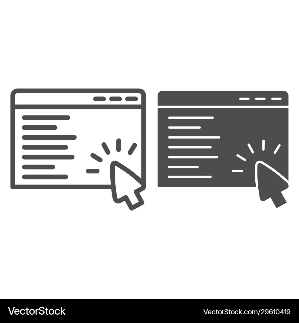 Search window page line and solid icon web Search window page line and solid icon web vector image