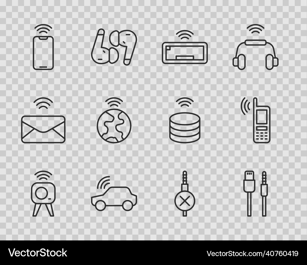 Set line web camera usb cable cord computer vector image