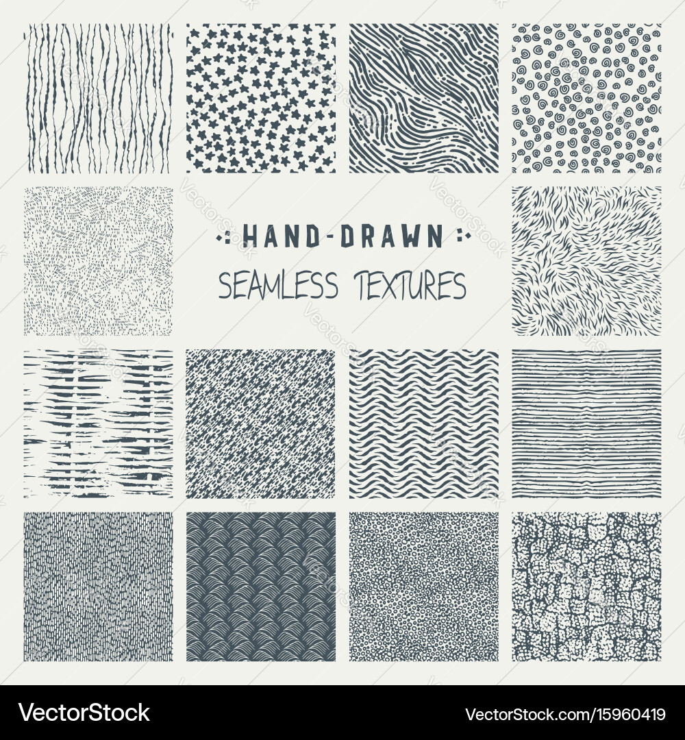 Set of hand drawn marker and ink patterns Vector Image