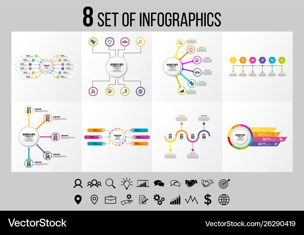 Set of infographics elements design template vector image