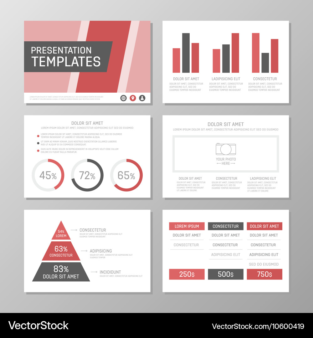 Set of red and gray template for multipurpose vector image