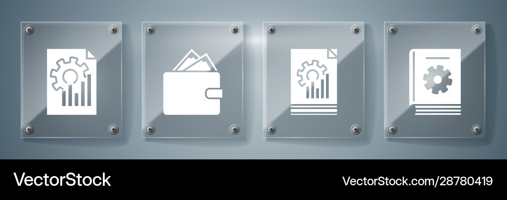 Set user manual document with graph chart wallet Set user manual document with graph chart wallet vector image