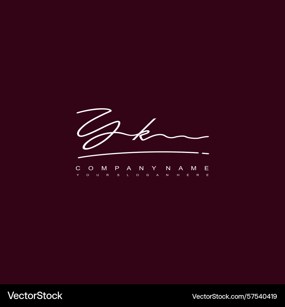 Signature style yk initial logos initials logo Vector Image