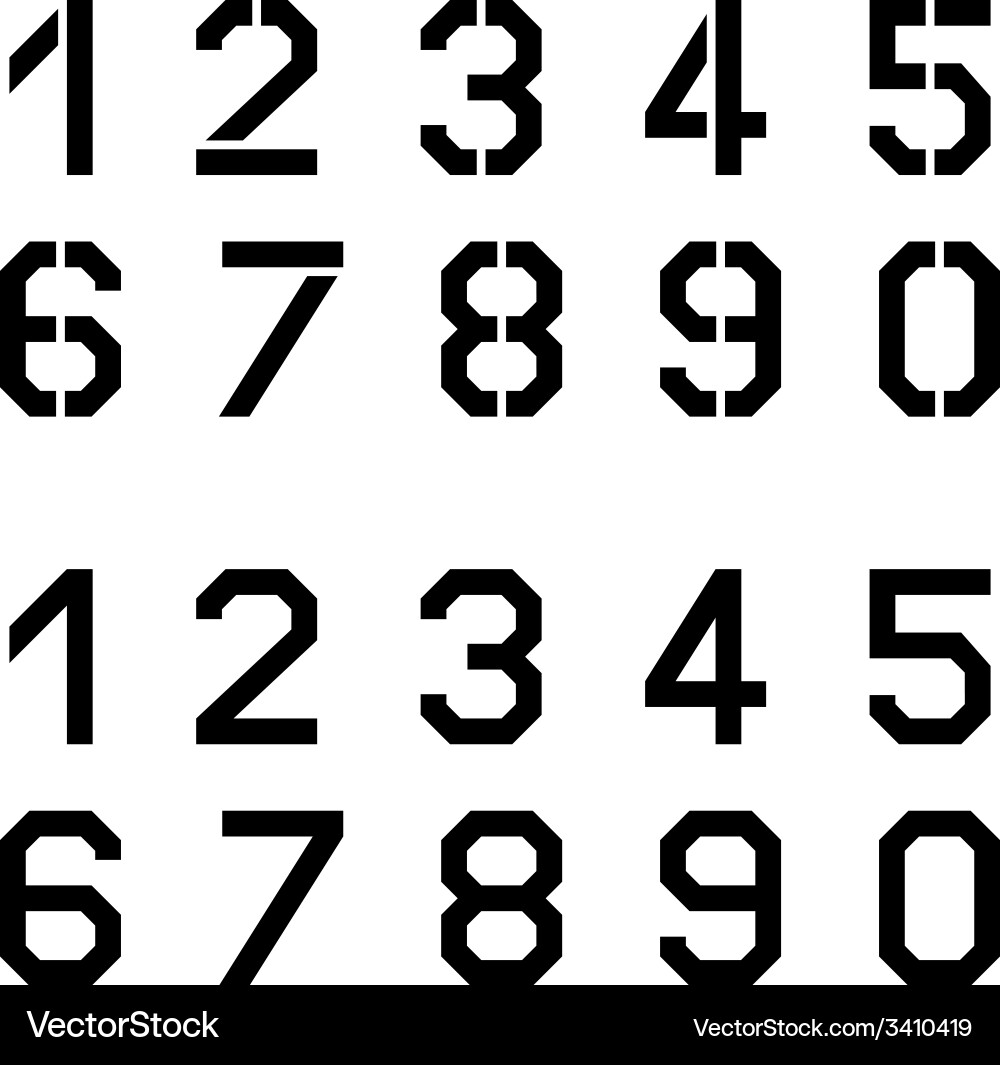 Stencil angular font numbers vector image