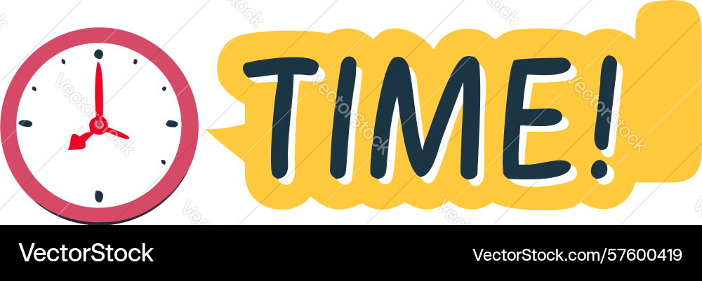 Time warning banner with clock for urgency vector image