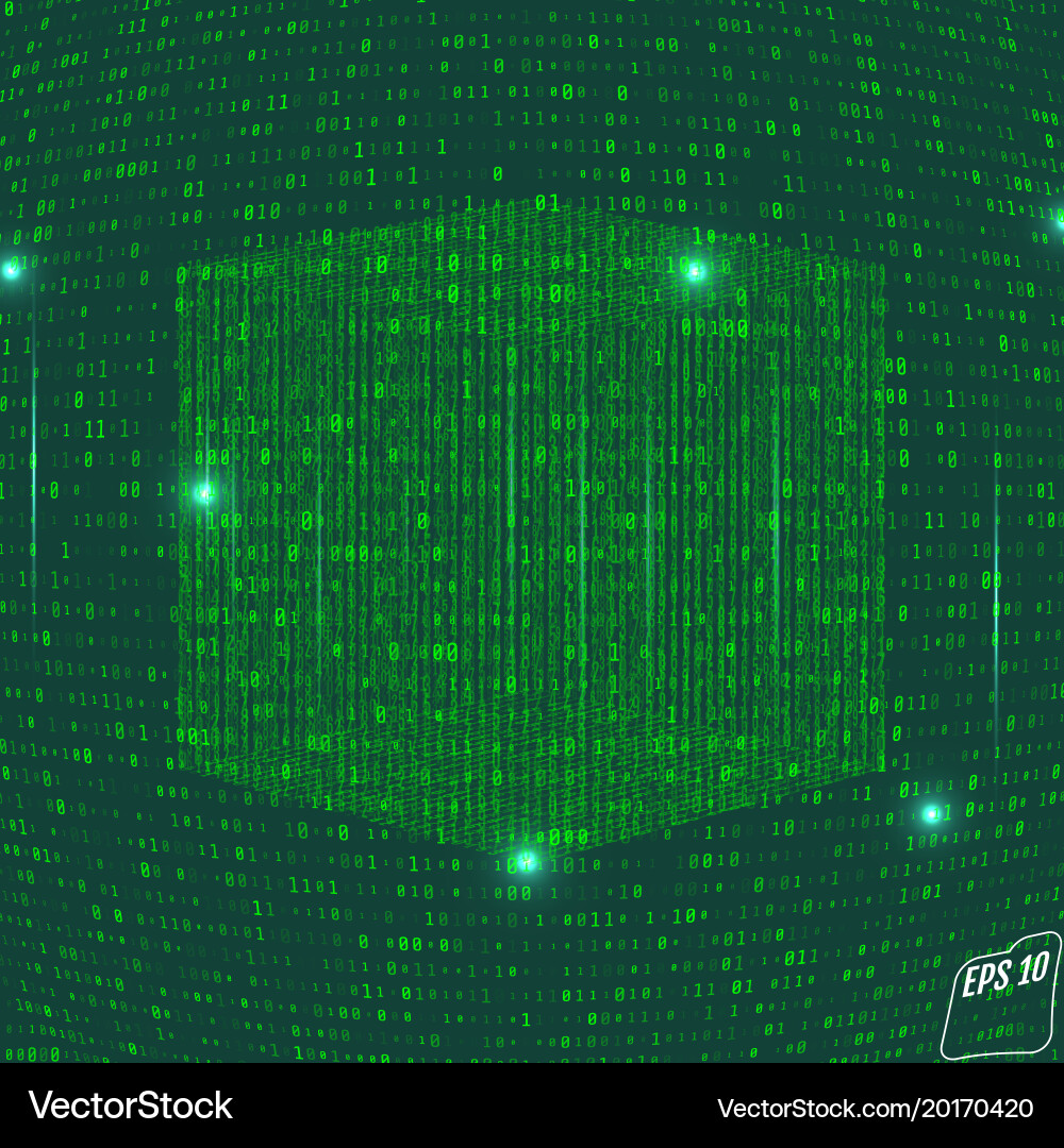 Abstract futuristic green background with cube vector image
