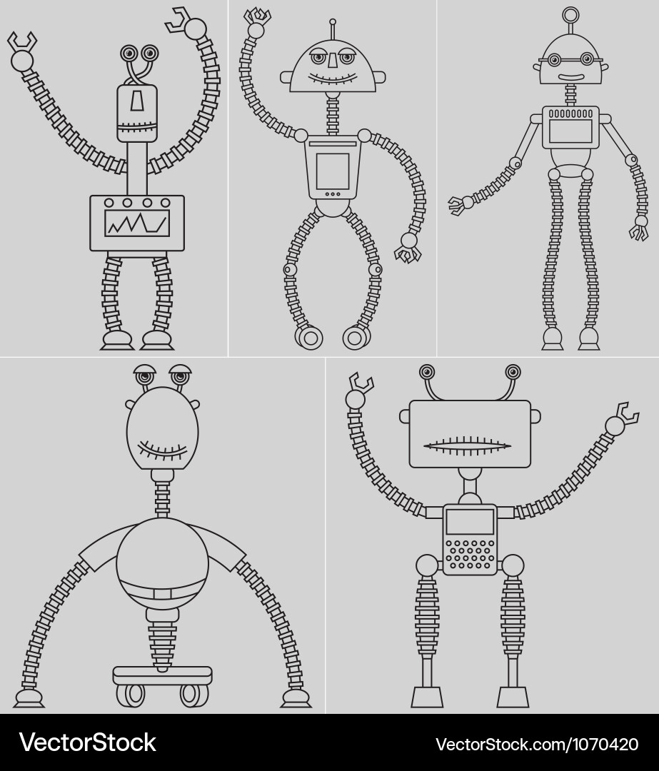 Adorable Robot Set vector image
