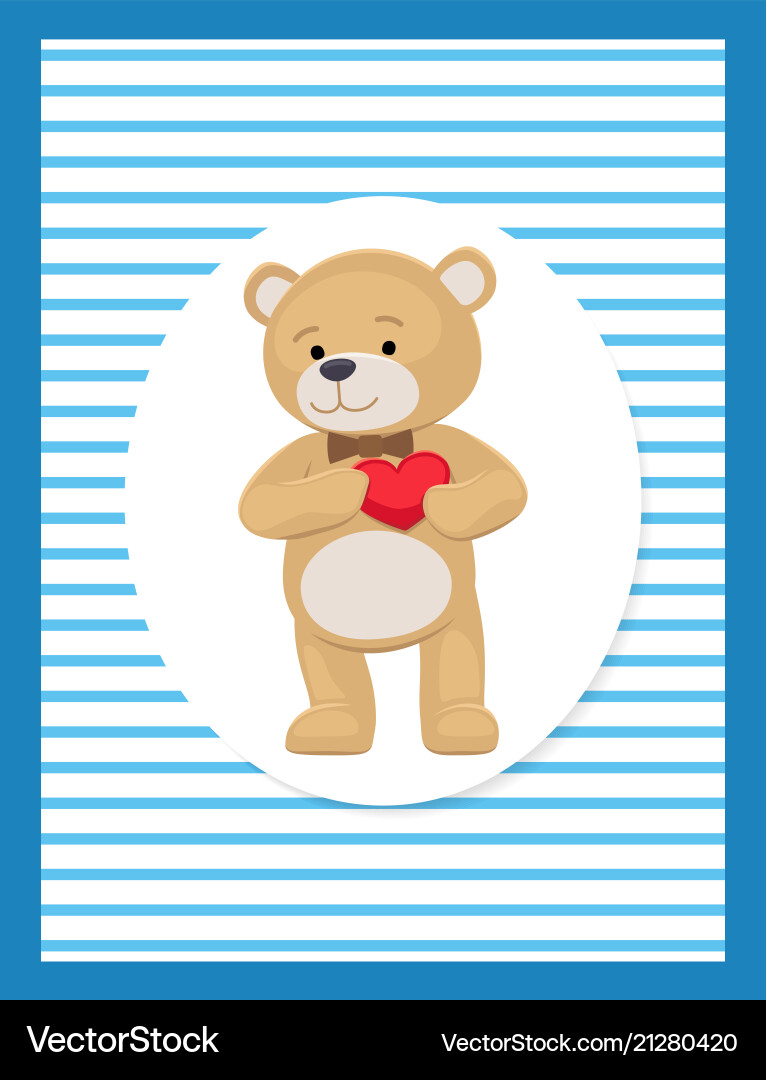 Adorable teddy gently holds heart on chest bear Adorable teddy gently holds heart on chest bear vector image