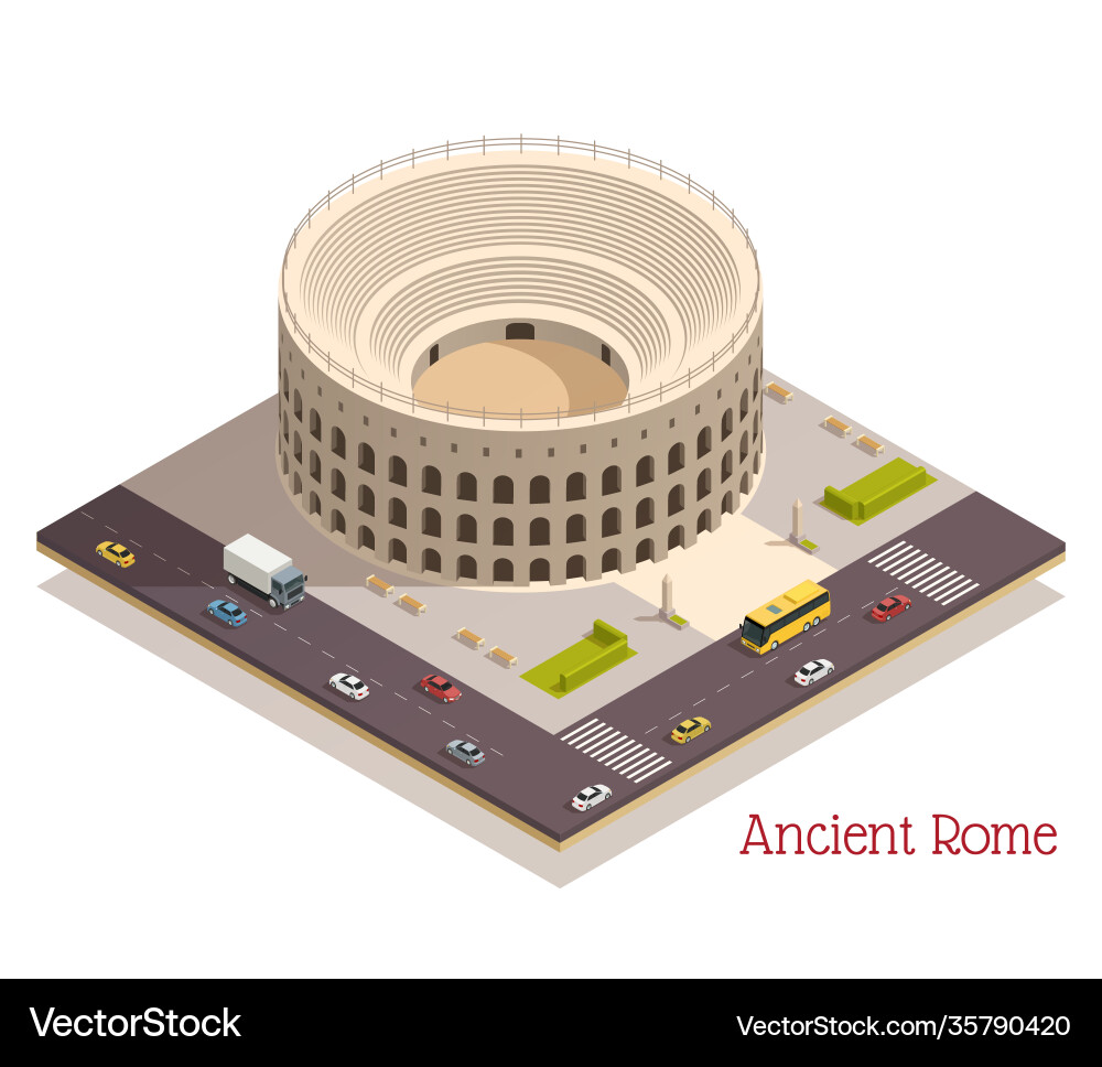 Ancient rome isometric composition Ancient rome isometric composition vector image