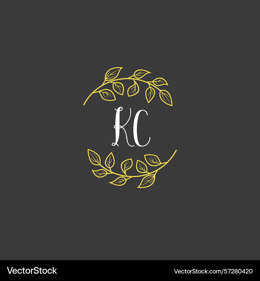 Botanical monogram logos with initial kc Vector Image
