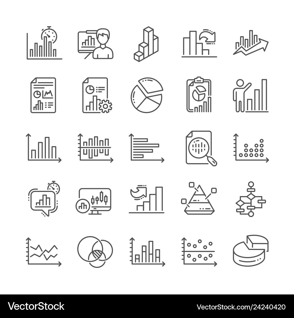Charts and Diagrams Line Icons vector image