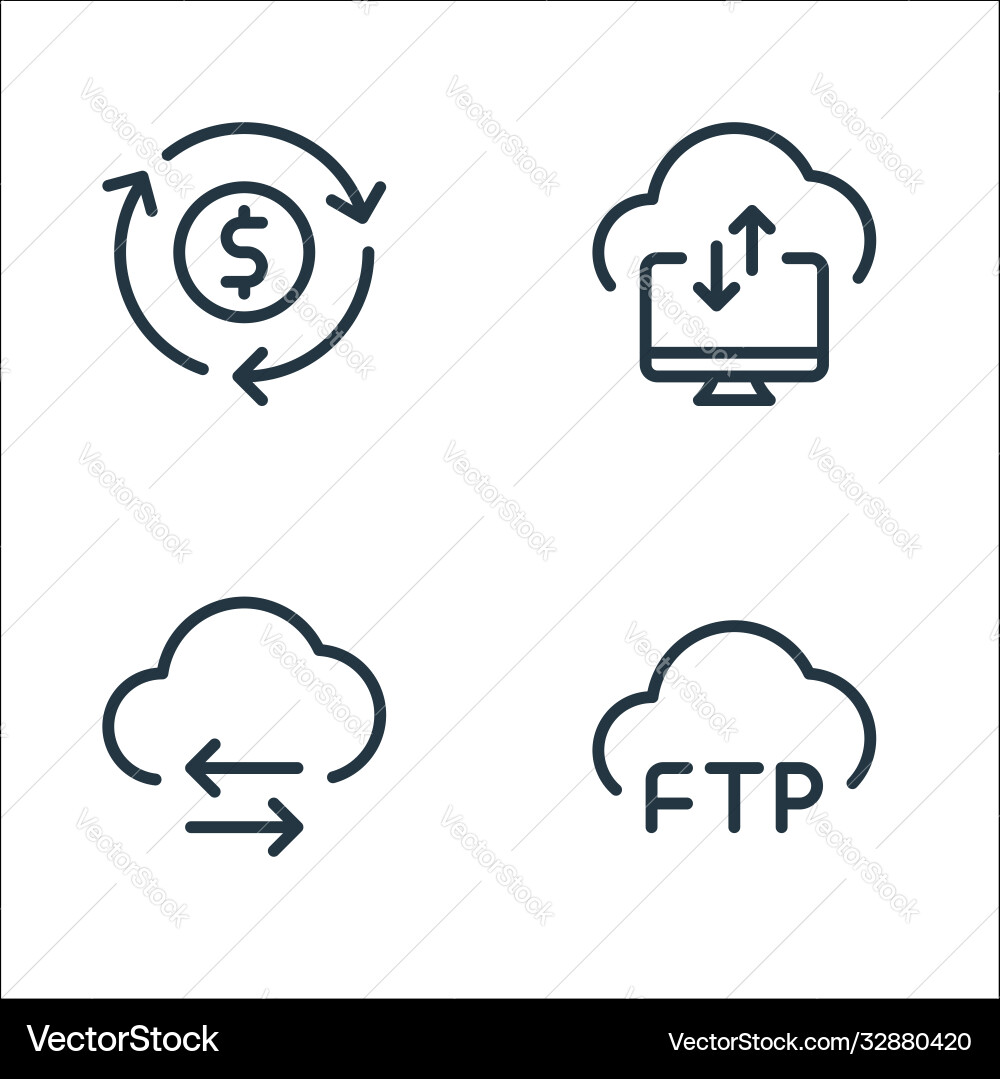 Data transfer line icons linear set quality Data transfer line icons linear set quality vector image