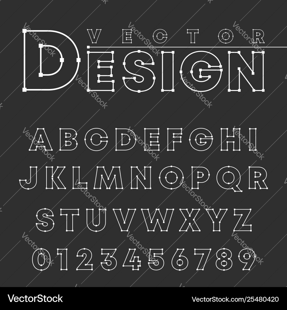 Design alphabet font template letters and numbers Design alphabet font template letters and numbers vector image