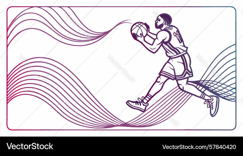 Dynamic basketball player with flowing lines Vector Image