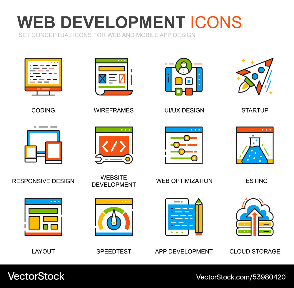 Einfache Set Web-Design und Entwicklungslinie Icons Einfache Set Web-Design und Entwicklungslinie Icons vektorbild