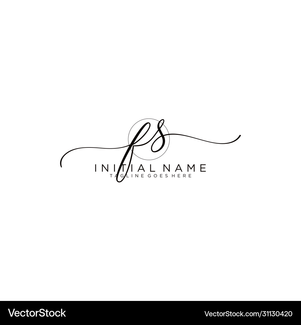 Fs initial handwriting logo with circle template vector image