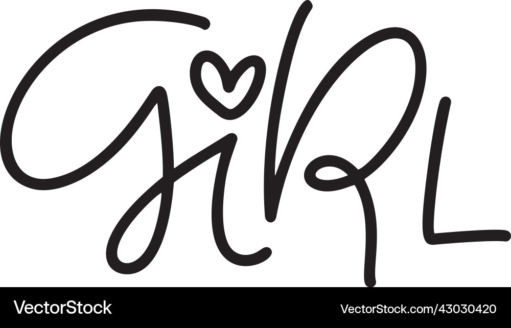 Hand drawn monoline dino text girl Hand drawn monoline dino text girl vector image