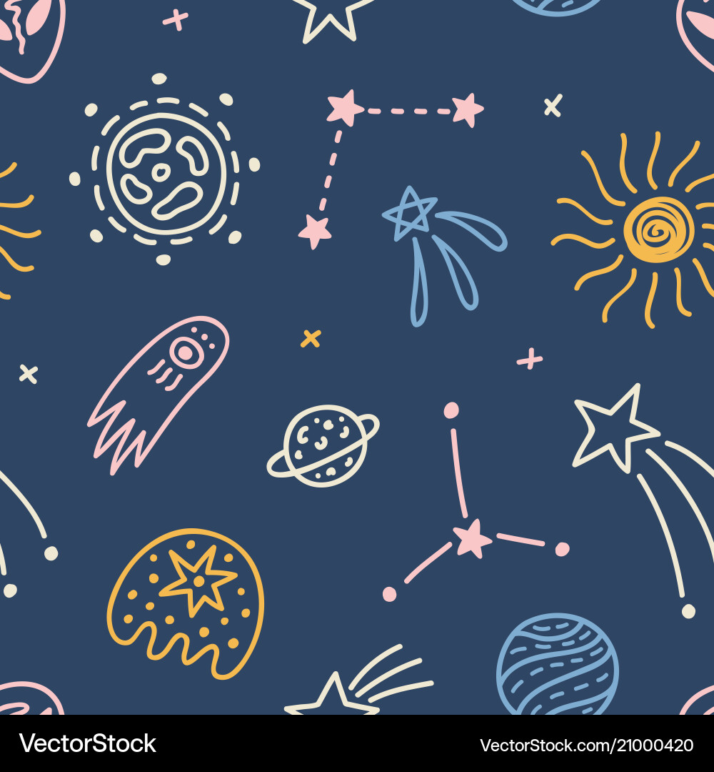 Hand drawn outer space seamless pattern vector image
