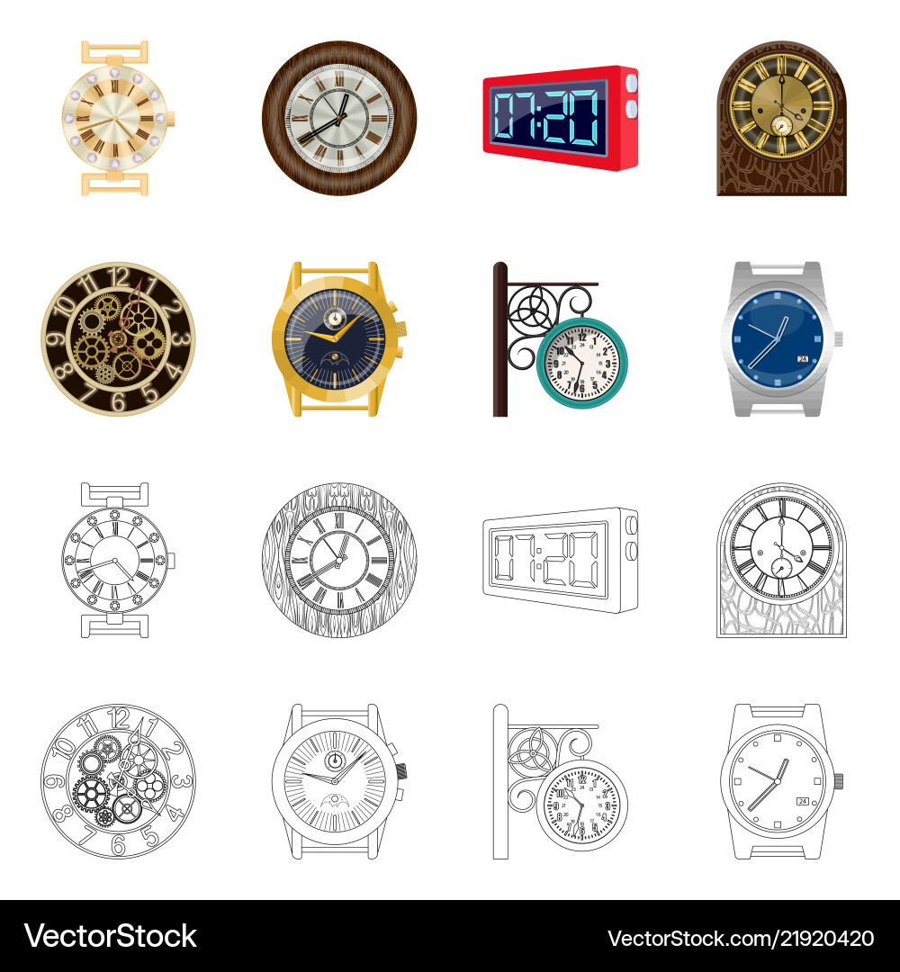 Isolated object of clock and time symbol set Isolated object of clock and time symbol set vector image