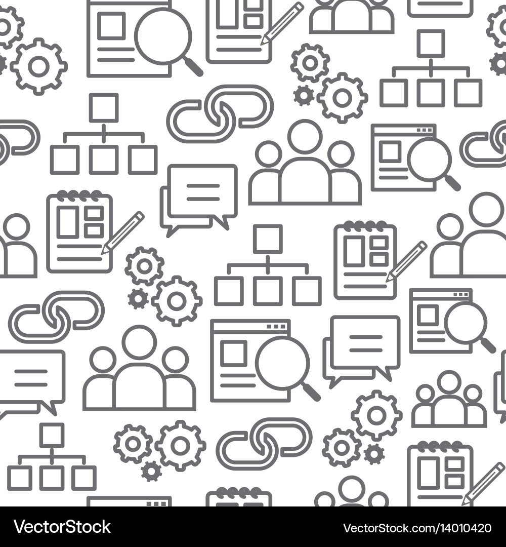 Line icons seamless pattern search engine Vector Image