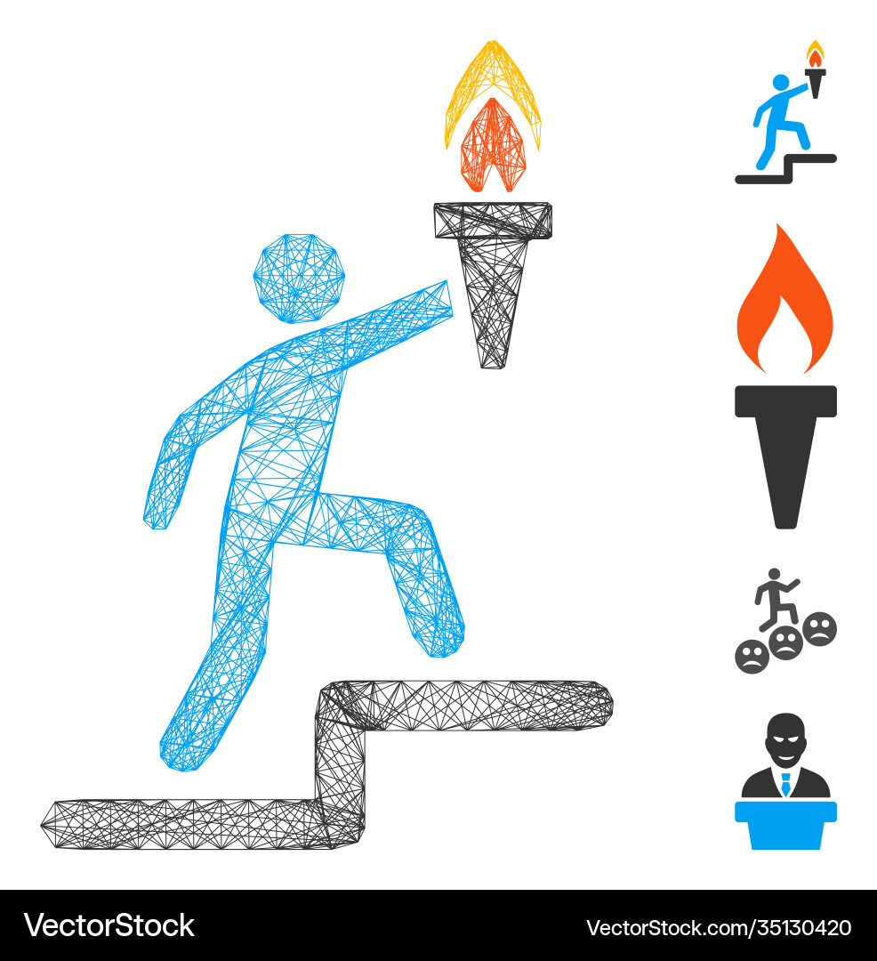 Network leader with torch mesh Network leader with torch mesh vector image