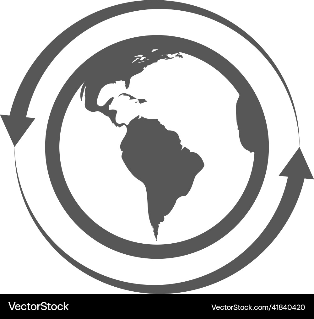Orbiting icon circular motion around world map Orbiting icon circular motion around world map vector image
