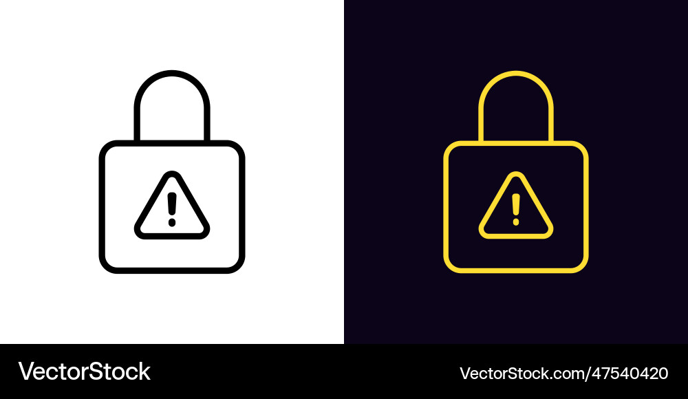 Outline lock warning icon with editable stroke Outline lock warning icon with editable stroke Vector Image