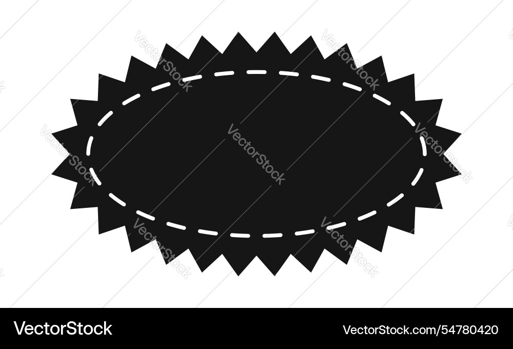 Oval shape with zigzag borders and dashed stitch vector image