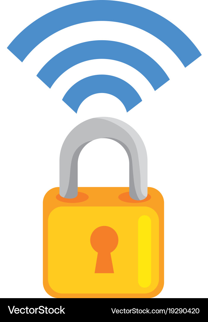 Padlock with wifi signal vector image