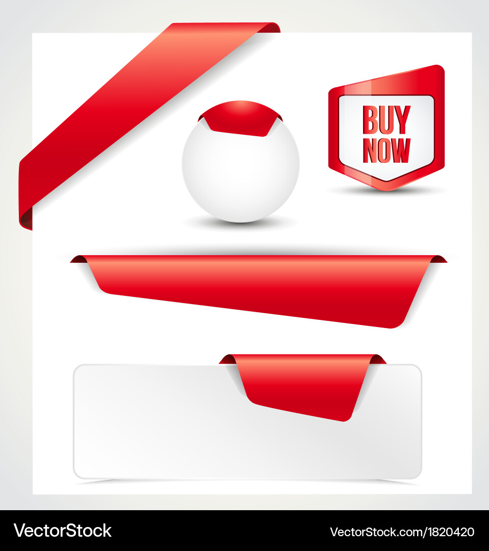 Red Ribbon Website Elements Vector Image