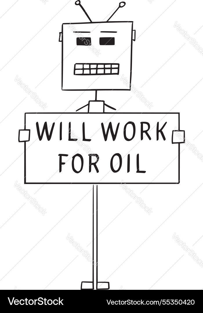 Robot worker looking for job or work cartoon Robot worker looking for job or work cartoon vector image