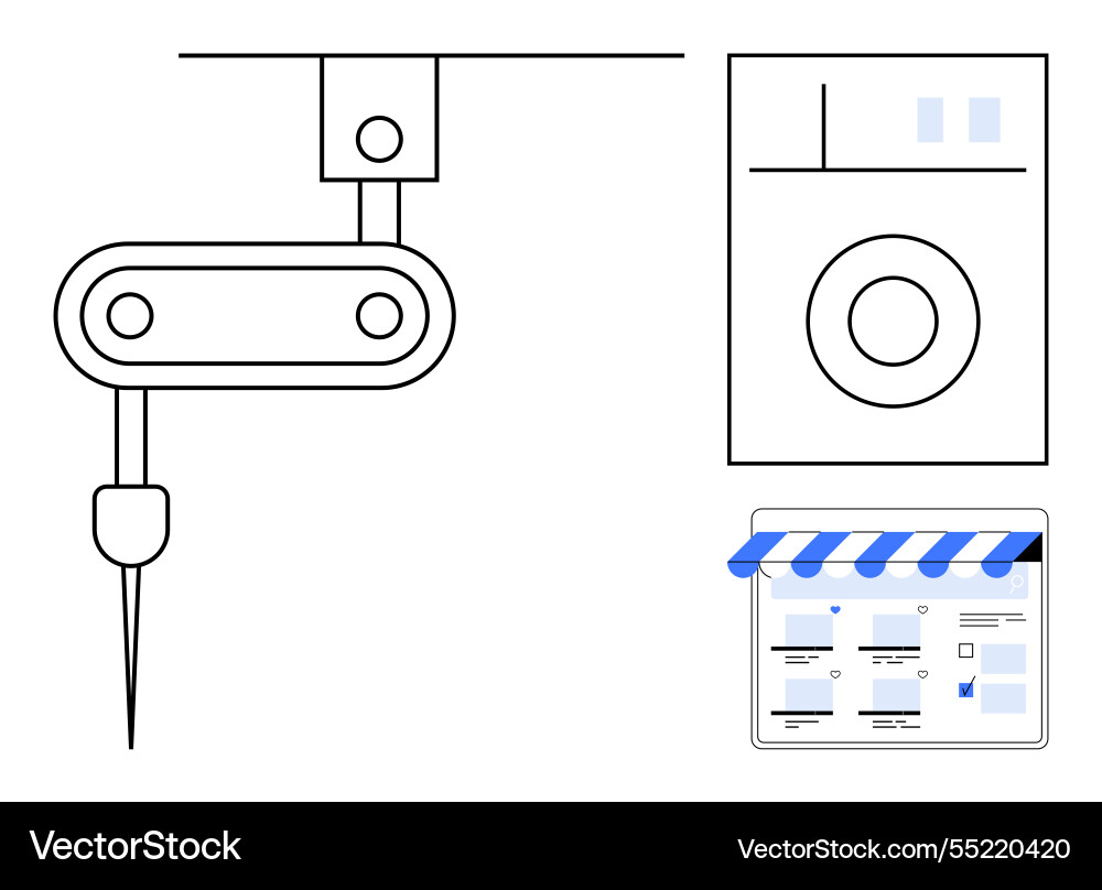 Robotic arm assembly line with factory control Vector Image