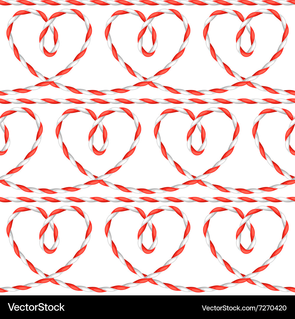 Seamless pattern with hearts from rope background Vector Image