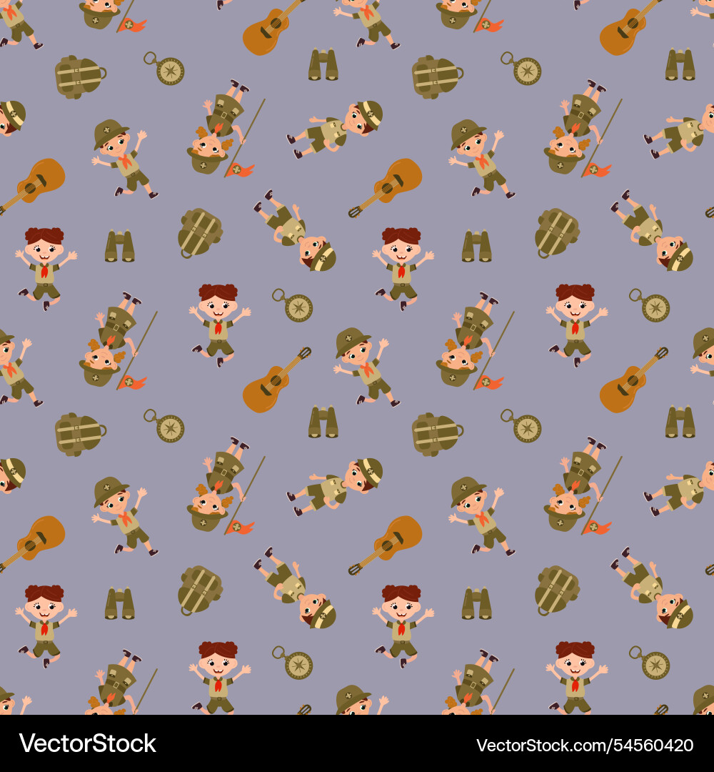 Seamless pattern with scouts design for fabric t vector image