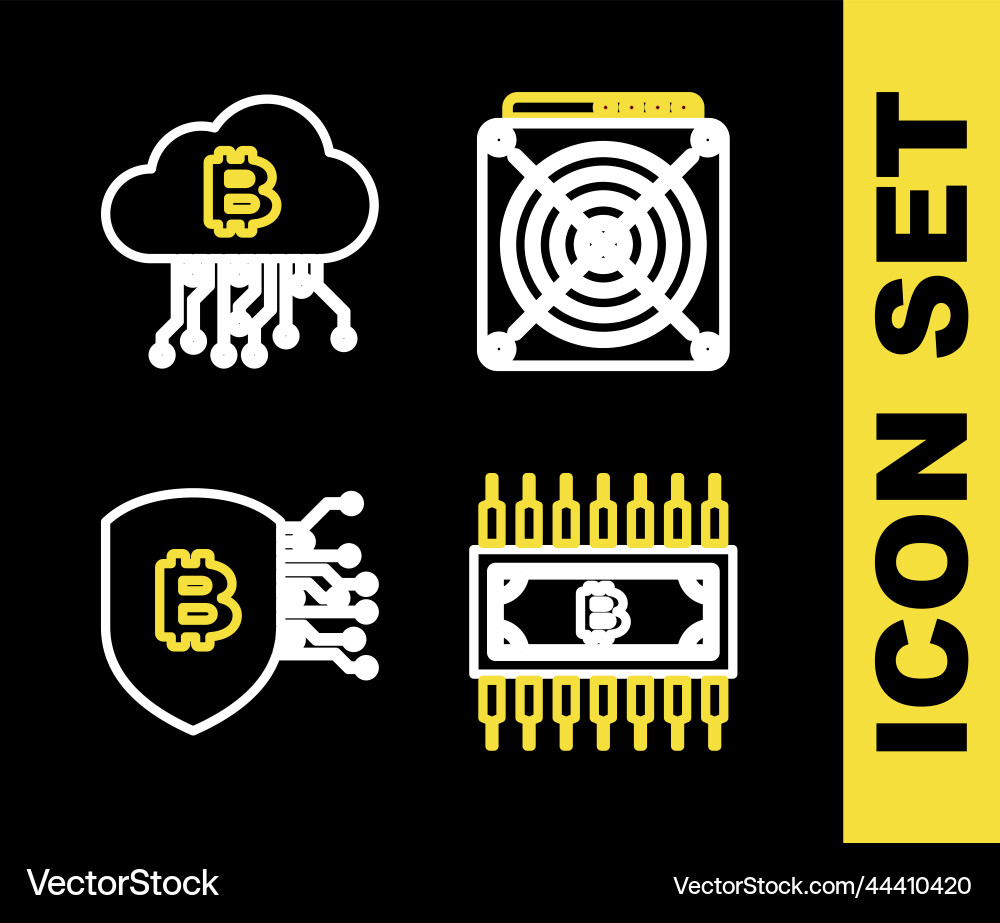 Set line asic miner cryptocurrency bitcoin Set line asic miner cryptocurrency bitcoin vector image