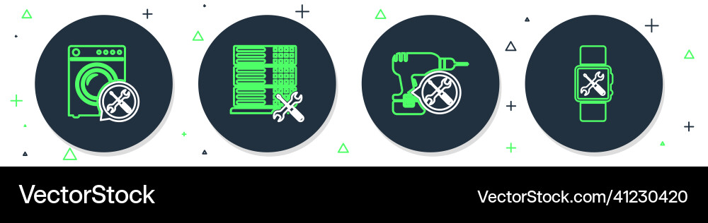 Set line database server service drill machine Set line database server service drill machine vector image