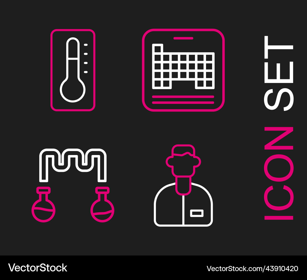 Set line laboratory assistant test tube and flask Vector Image